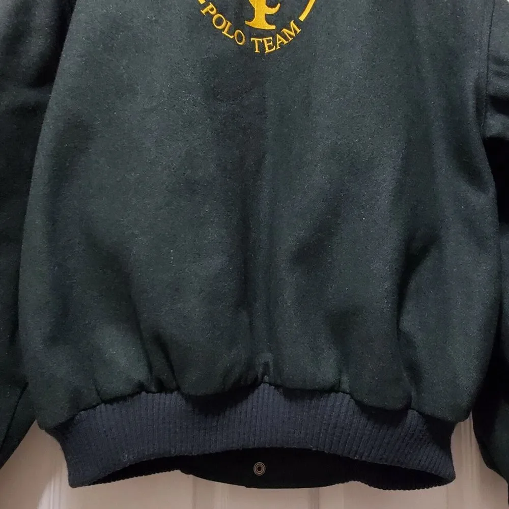 Vintage Englands Ribblesdale Park Polo Team Green Letterman Jacket Men's 2X Rare